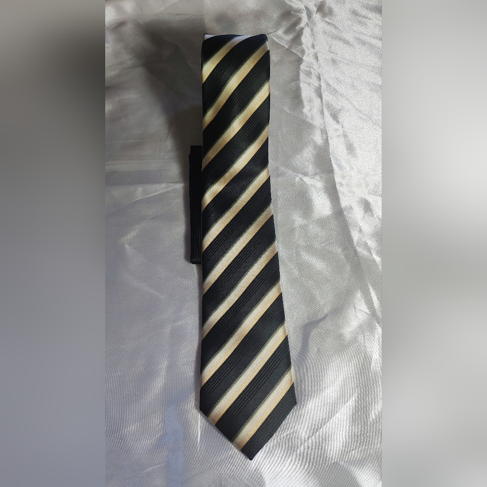 Retro Striped Black and Gold Tie